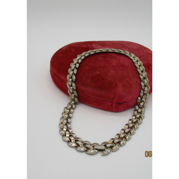 Vintage Crown Trifari Pat 156994 Heavy Silvertone Link Chain Necklace 15 Inch - Picture 4 of 10